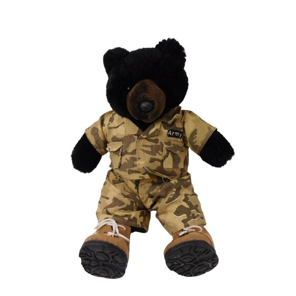 Unbranded Other - Black Bear W/Camo Clothes And Boots 16" Plush